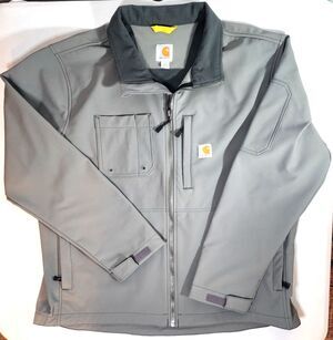 Carhartt 102703 022 Rough Cut Soft Shell Full Zip Jacket Mens 2XL Gray